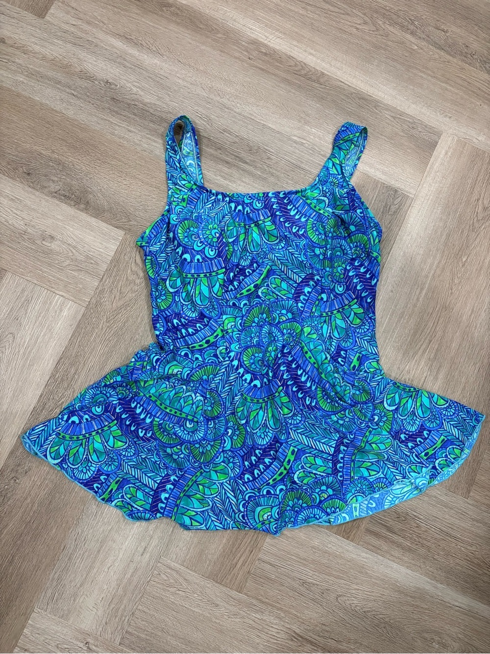 Maxine of Hollywood One Piece Swim Dress Blue Green Size 20W